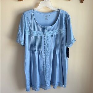 Woman Within Sky Blue Short Sleeve Top